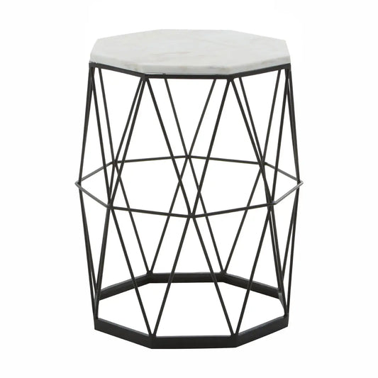 Shalimar Octagonal Marble Top Side Table With Black Frame