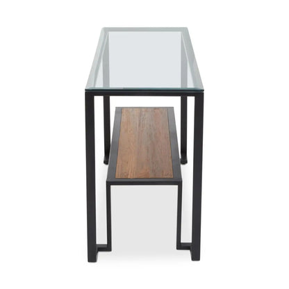 Cibo Glass Roman Console Table With Black Metal Frame