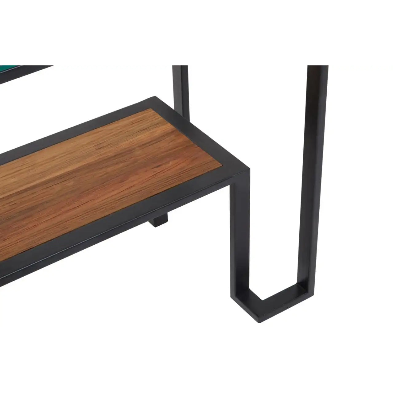 Cibo Glass Roman Console Table With Black Metal Frame
