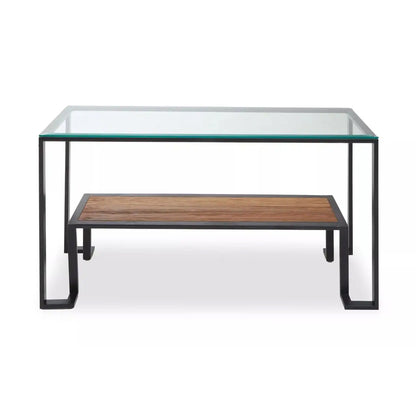 Cibo Glass Roman Console Table With Black Metal Frame