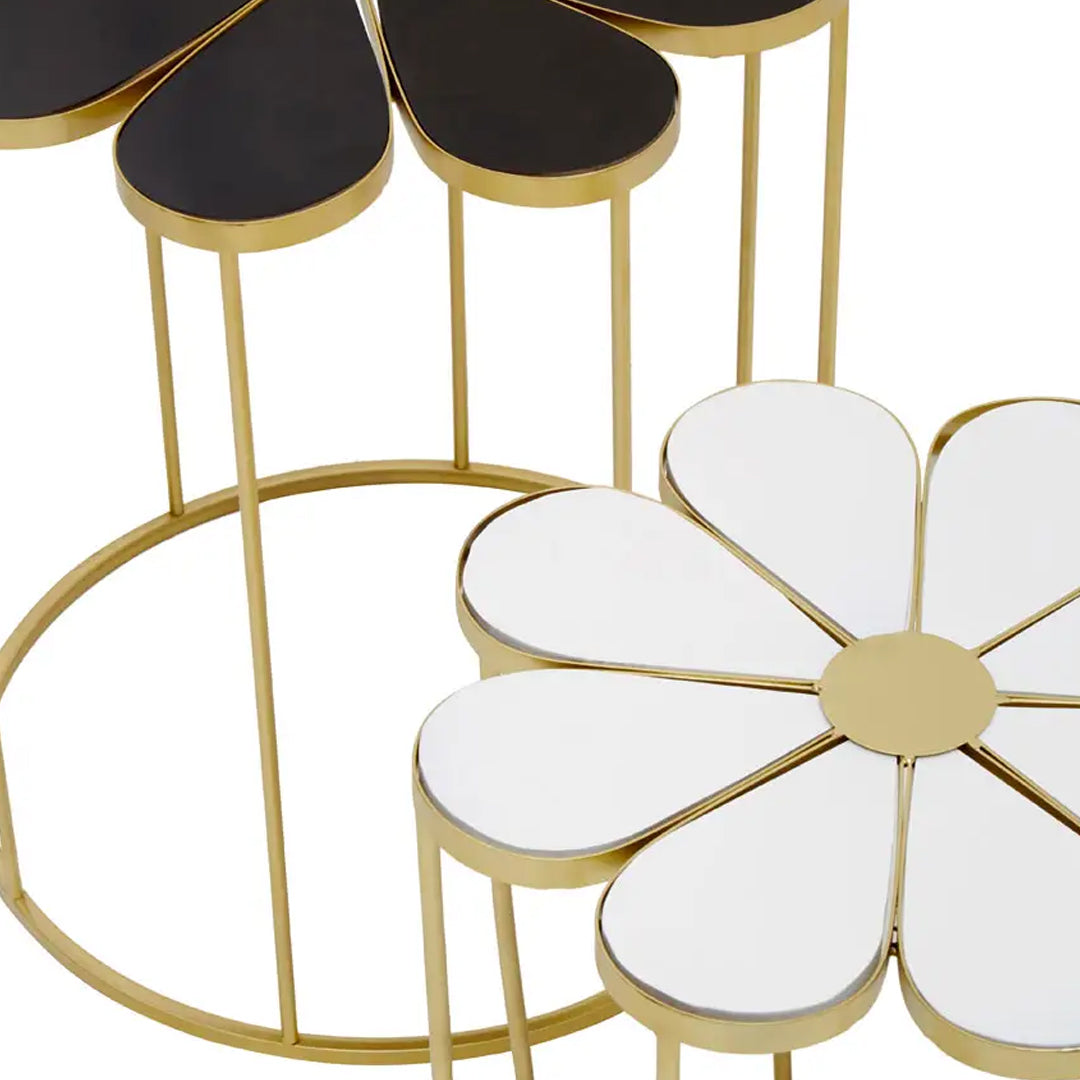 Jodie Set Of 2 Petal Side Tables In Black And White