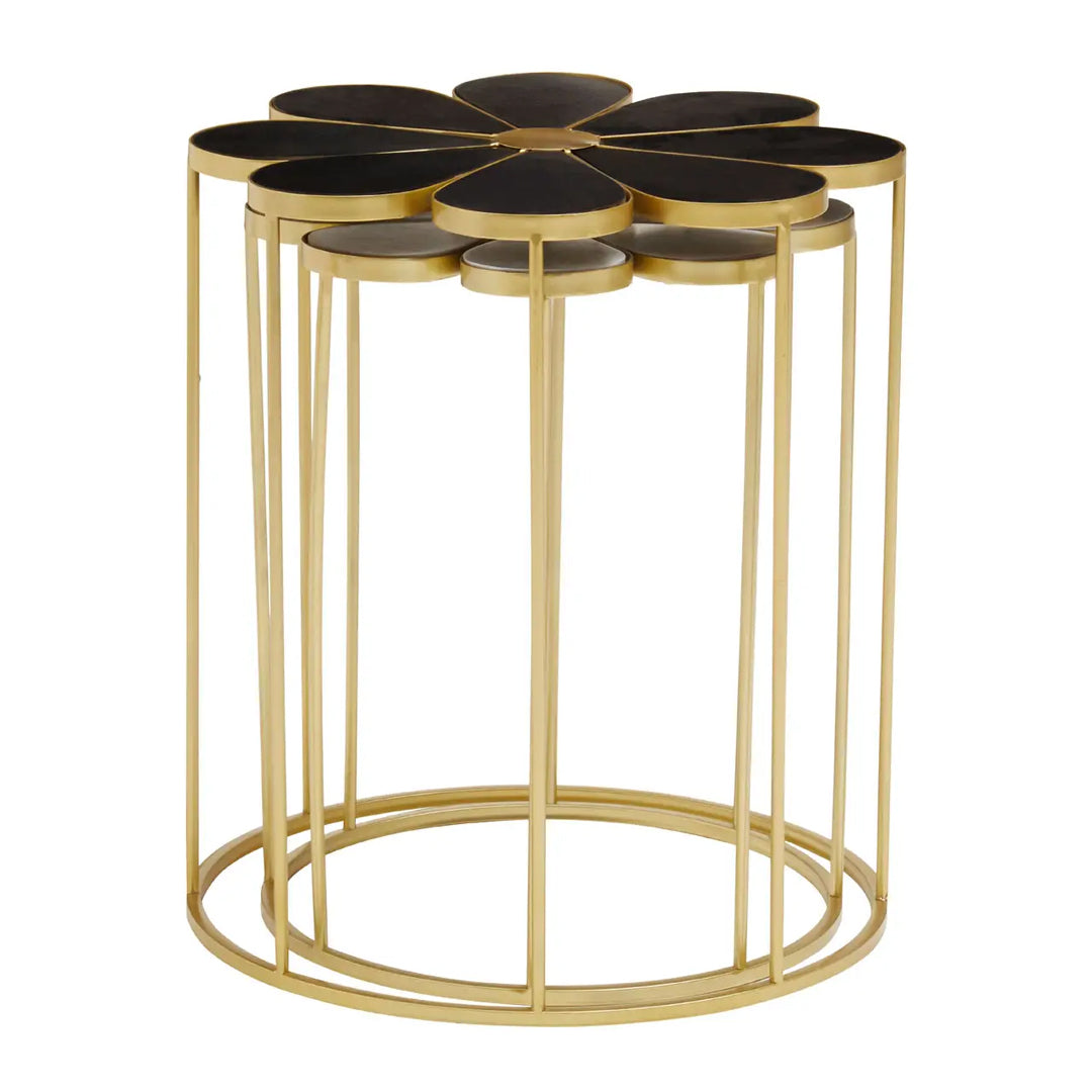 Jodie Set Of 2 Petal Side Tables In Black And White