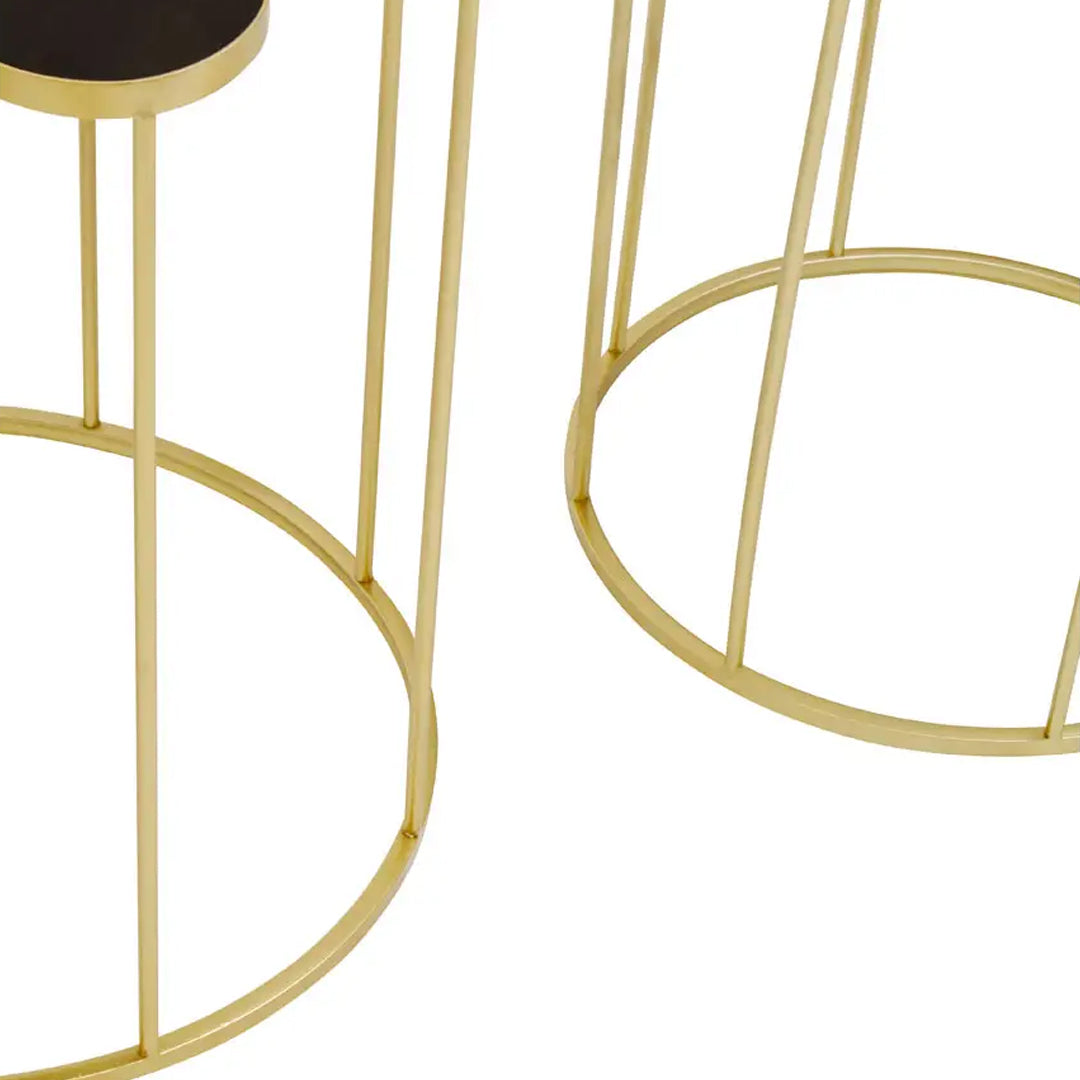Jodie Set Of 2 Petal Side Tables In Black And White