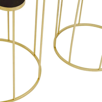 Jodie Set Of 2 Petal Side Tables In Black And White