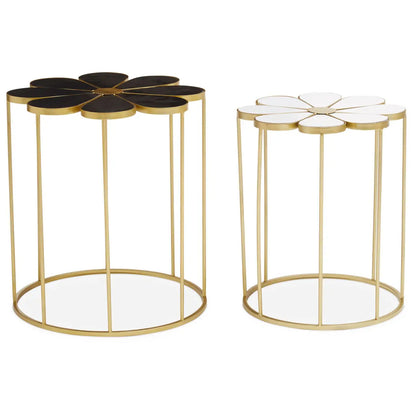 Jodie Set Of 2 Petal Side Tables In Black And White