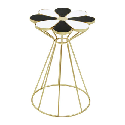 Jodie Wooden Petal End Table In Black And White