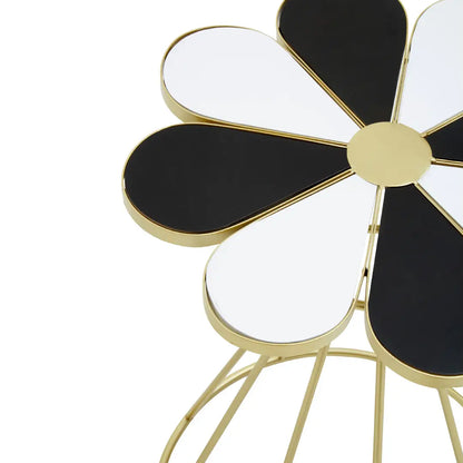 Jodie Wooden Petal End Table In Black And White
