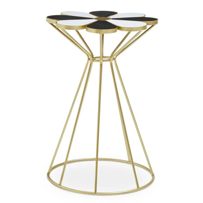 Jodie Wooden Petal End Table In Black And White