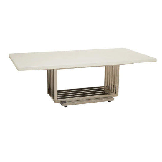 Moda Marble Coffee Table In White With Silver Stainless Steel Base