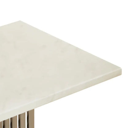 Moda Marble Coffee Table In White With Silver Stainless Steel Base