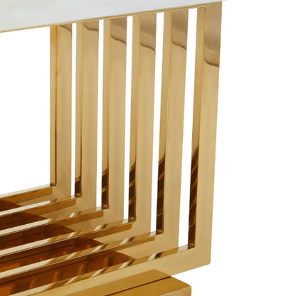 Moda Marble Coffee Table In Ivory White With Gold Stainless Steel Base