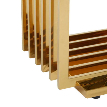 Moda Marble Coffee Table In Ivory White With Gold Stainless Steel Base