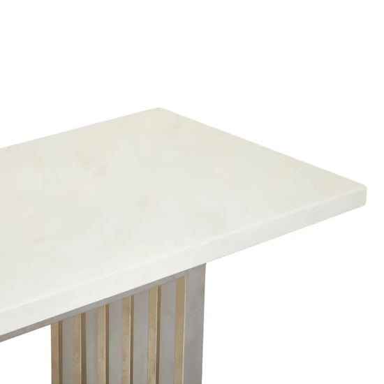 Moda Marble Console Table In White With Silver Stainless Steel Base
