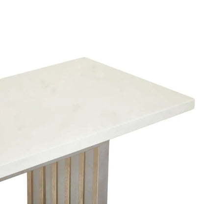 Moda Marble Console Table In White With Silver Stainless Steel Base