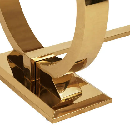 Moda Marble Dining Table In With Brushed Gold Stainless Steel Base