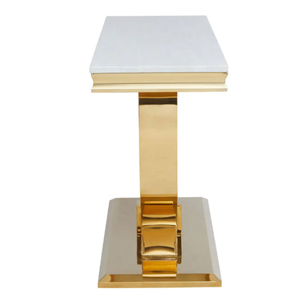 Moda Marble Console Table In Ivory White With Gold Stainless Steel Base