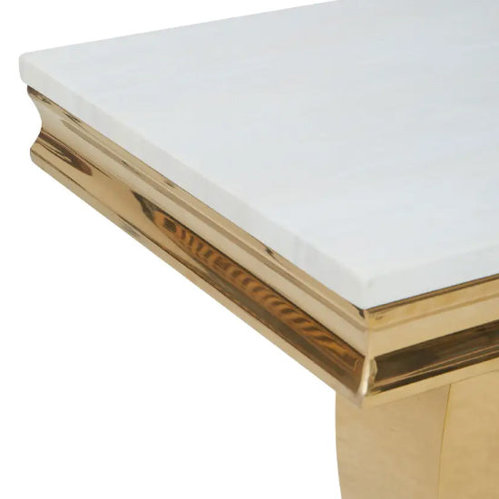 Moda Marble Console Table In Ivory White With Gold Stainless Steel Base