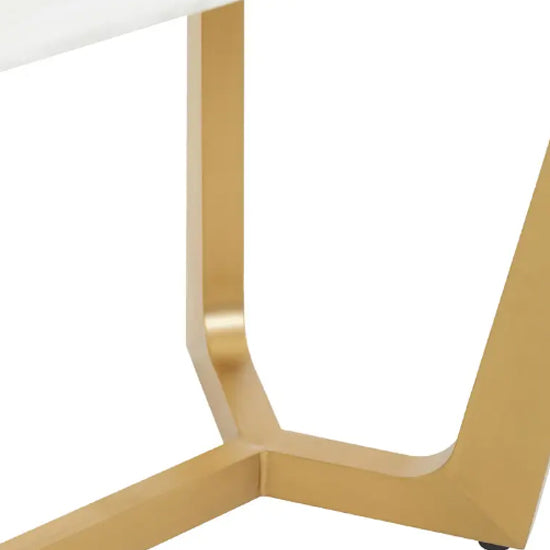 Moda Marble Dining Table In White With Gold Stainless Steel Base