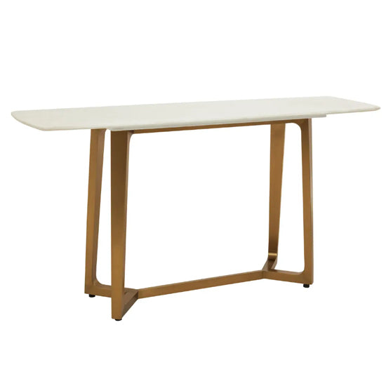 Moda White Marble Console Table With Brushed Gold Base