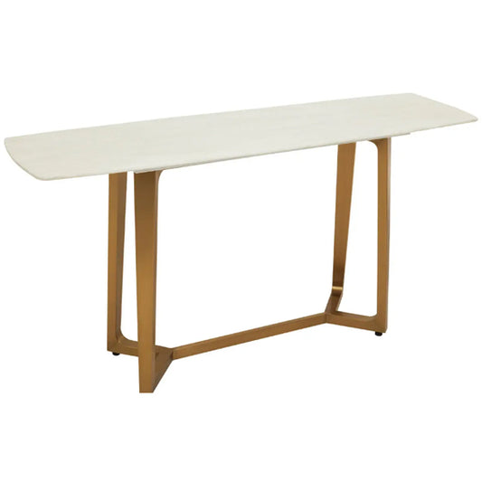 Moda White Marble Console Table With Brushed Gold Base