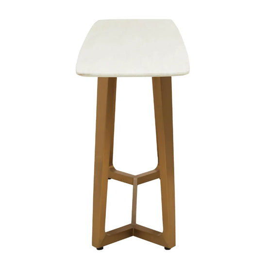 Moda White Marble Console Table With Brushed Gold Base