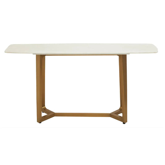 Moda White Marble Console Table With Brushed Gold Base