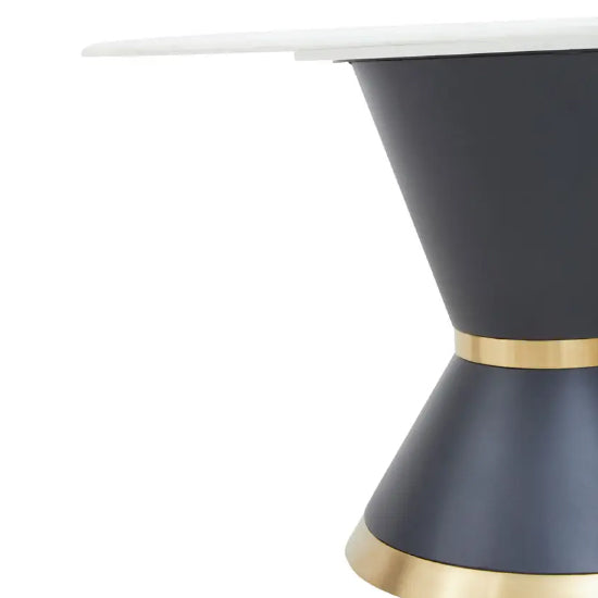 Moda Faux Marble Dining Table In White With Black Base
