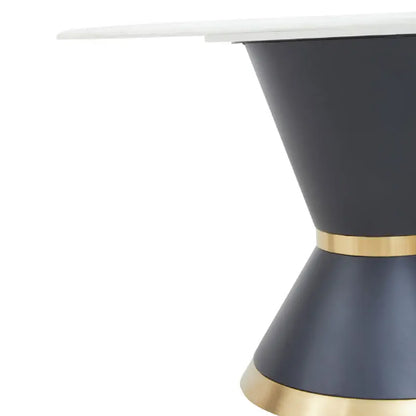 Moda Faux Marble Dining Table In White With Black Base