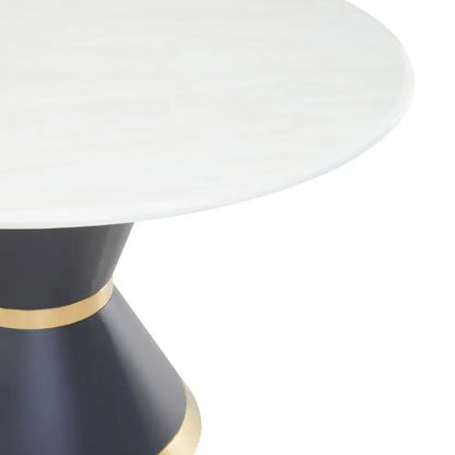Moda Faux Marble Dining Table In White With Black Base