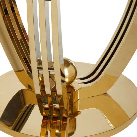 Moda Grey Tempered Glass Dining Table With Gold Stainless Steel Base