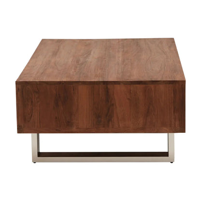 Simla Acacia Wooden Coffee Table In Brown With Metal Legs