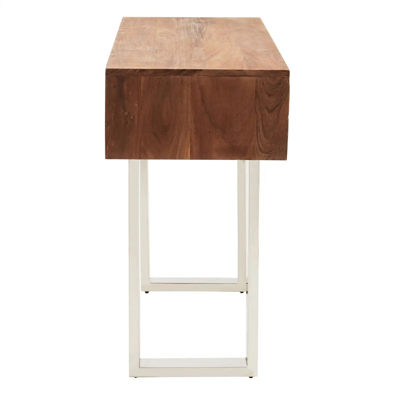 Simla Acacia Wooden Console Table With 2Drawers In Brown And Metal Legs