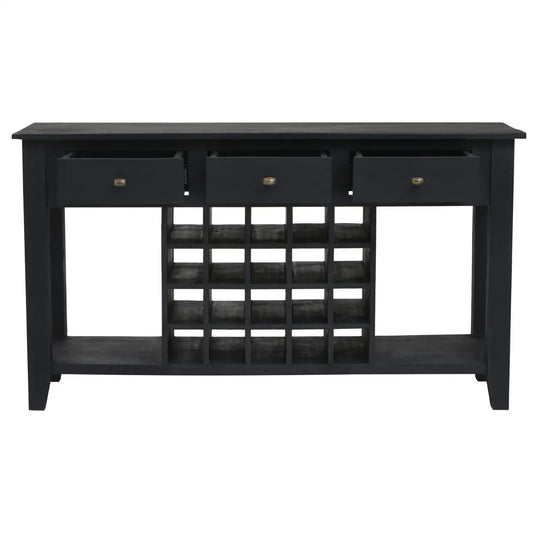Fusion Wooden Wine Bottle Storage Console Table In Black