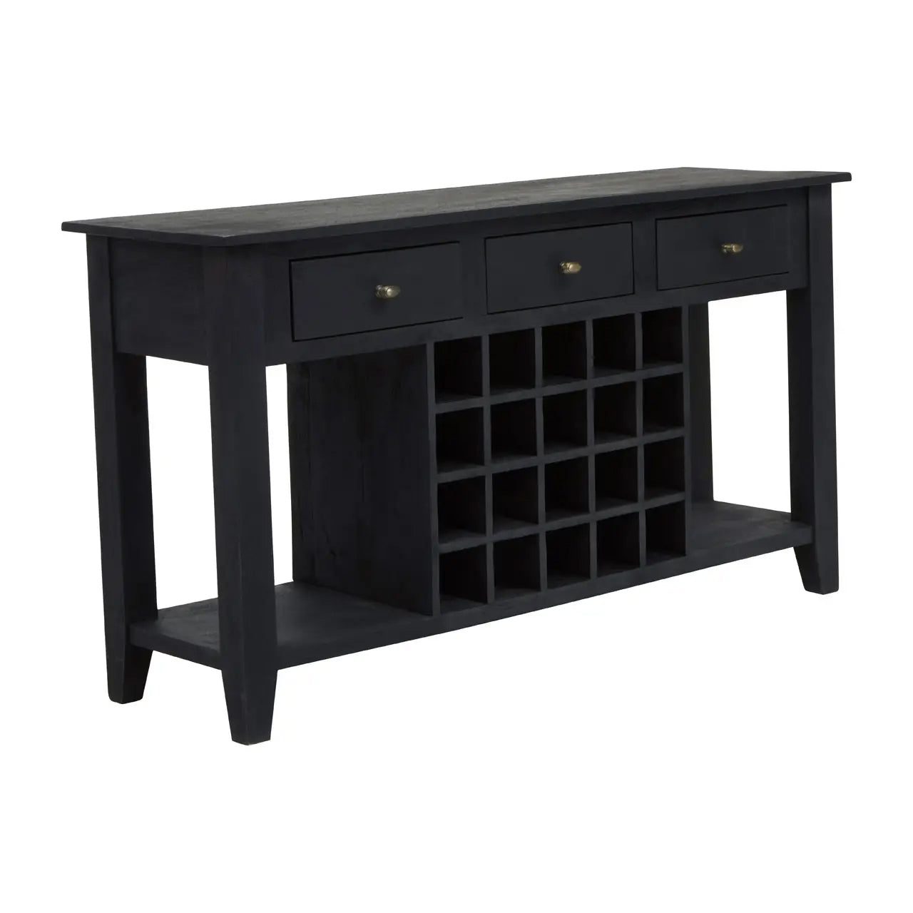 Fusion Wooden Wine Bottle Storage Console Table In Black