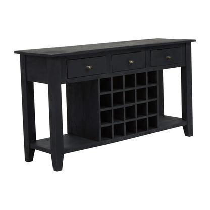 Fusion Wooden Wine Bottle Storage Console Table In Black