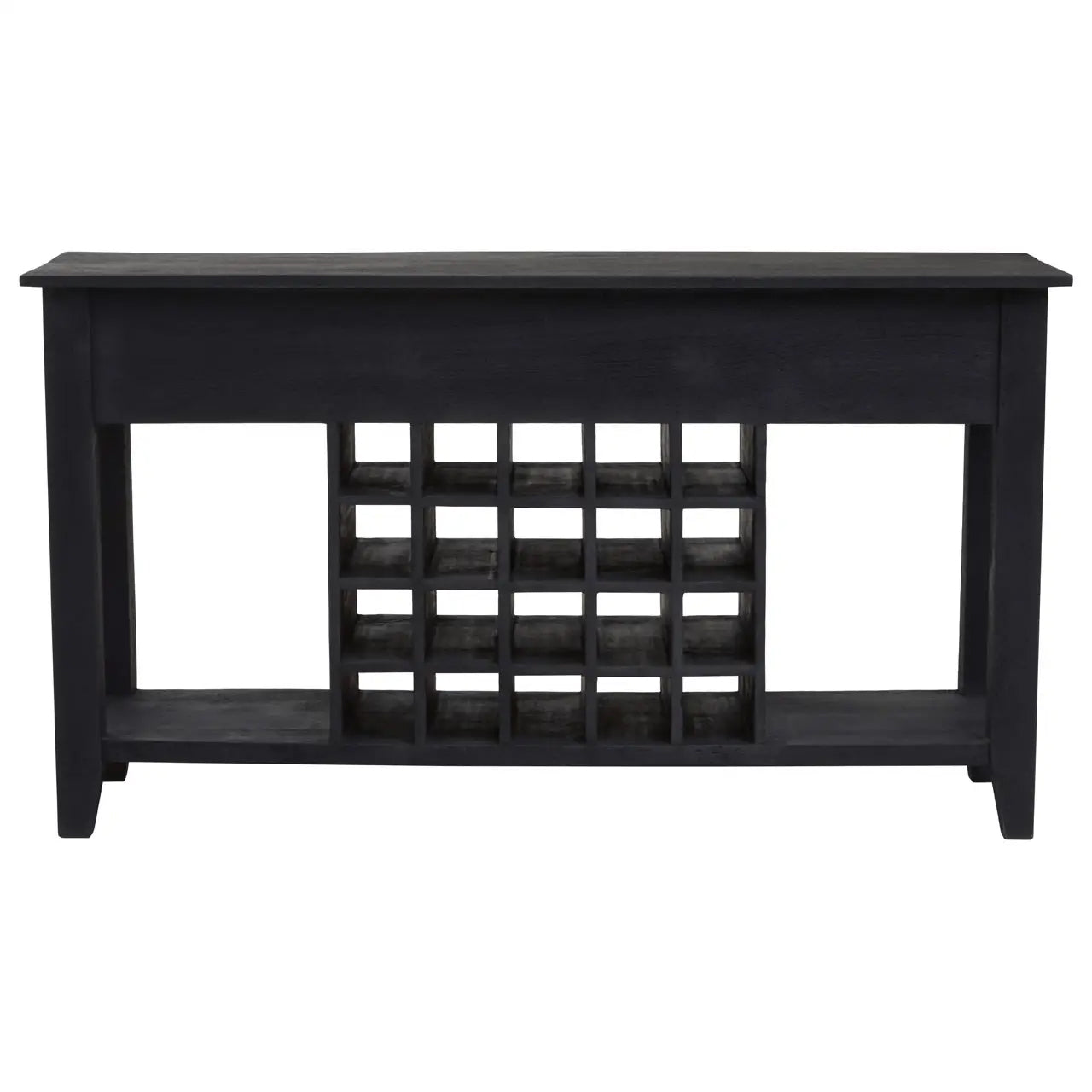 Fusion Wooden Wine Bottle Storage Console Table In Black