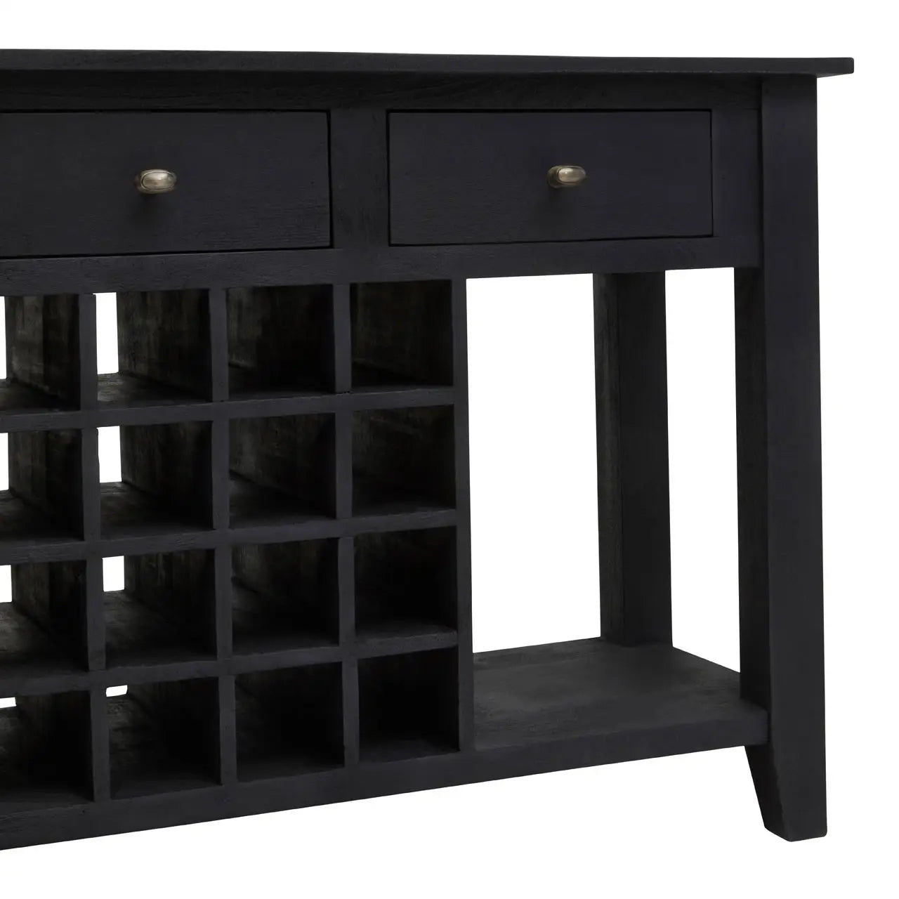 Fusion Wooden Wine Bottle Storage Console Table In Black