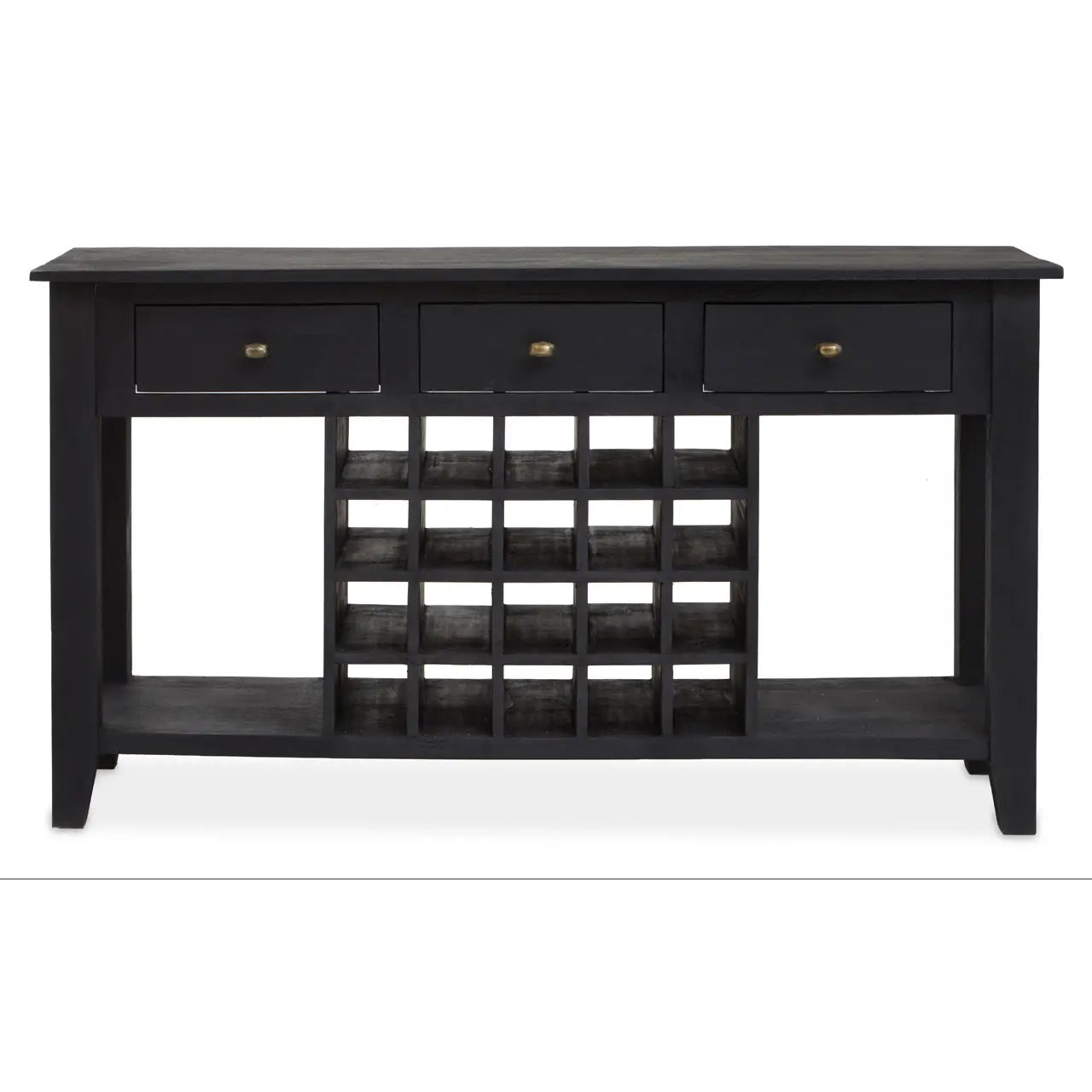 Fusion Wooden Wine Bottle Storage Console Table In Black