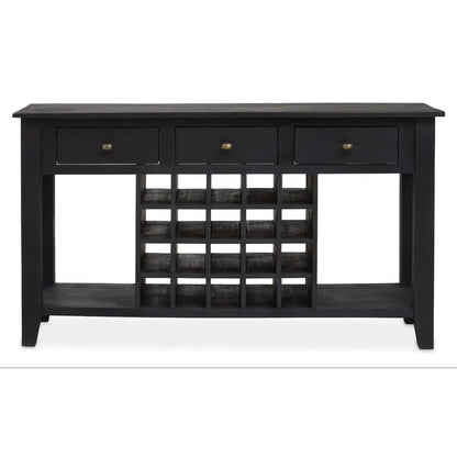 Fusion Wooden Wine Bottle Storage Console Table In Black