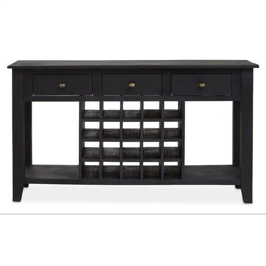 Fusion Wooden Wine Bottle Storage Console Table In Black