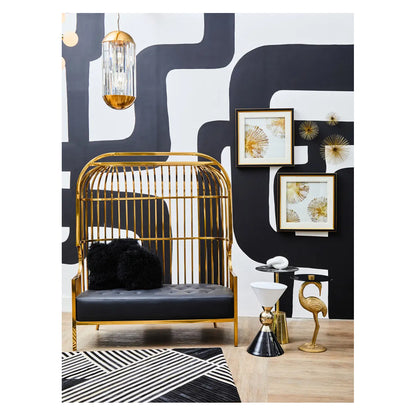 Eliza Dome Cage 2 Seater Sofa With Gold Stainless Steel Frame