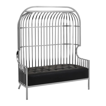 Eliza Dome Cage 2 Seater Sofa With Silver Stainless Steel Frame