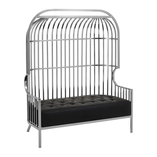 Eliza Dome Cage 2 Seater Sofa With Silver Stainless Steel Frame