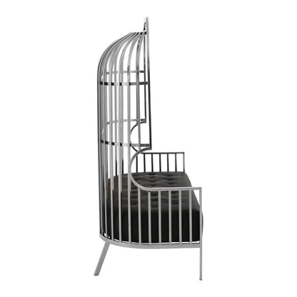 Eliza Dome Cage 2 Seater Sofa With Silver Stainless Steel Frame