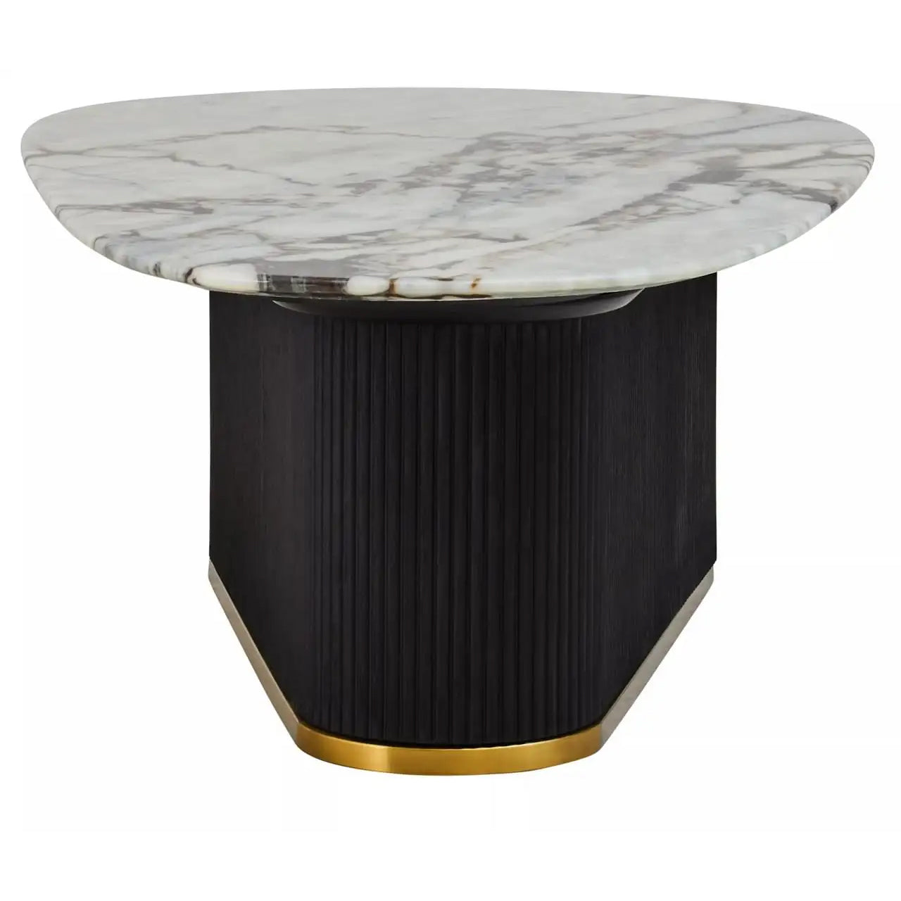 Doha Marble Coffee Table With Black Wooden Base