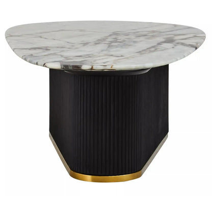 Doha Marble Coffee Table With Black Wooden Base