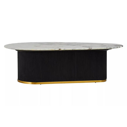 Doha Marble Coffee Table With Black Wooden Base