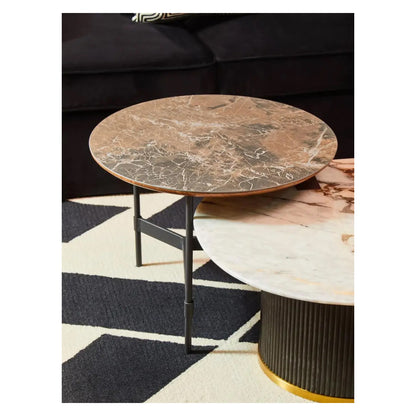 Doha Marble Coffee Table With Black Wooden Base