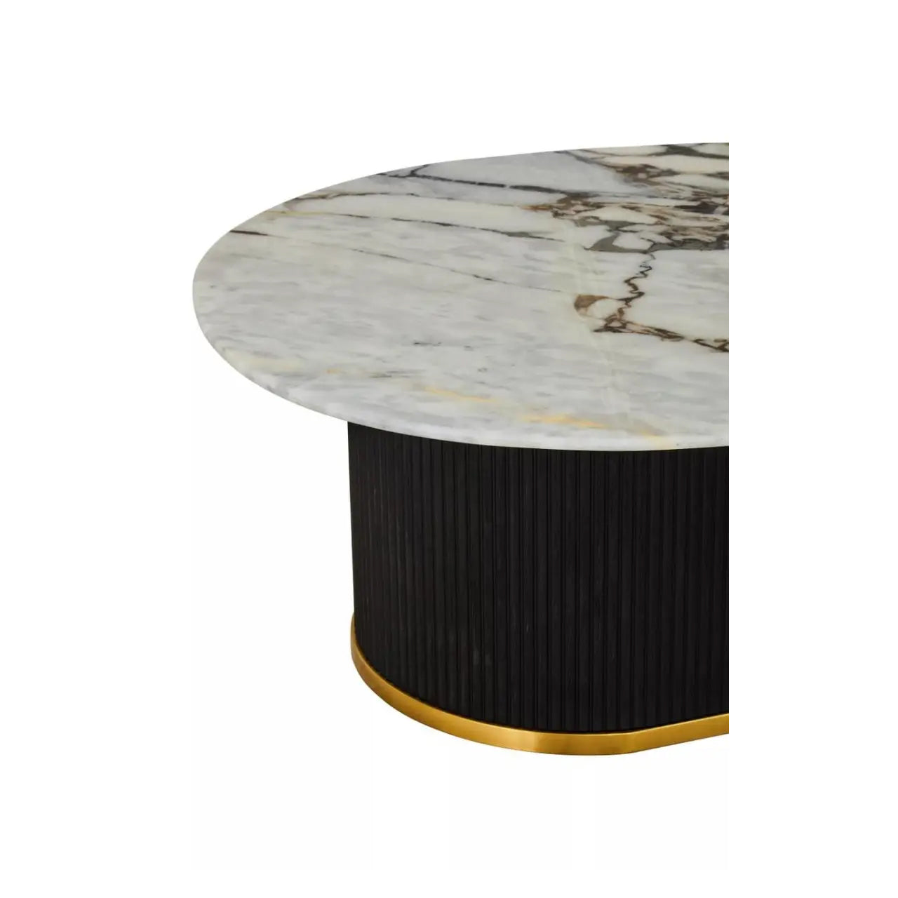 Doha Marble Coffee Table With Black Wooden Base