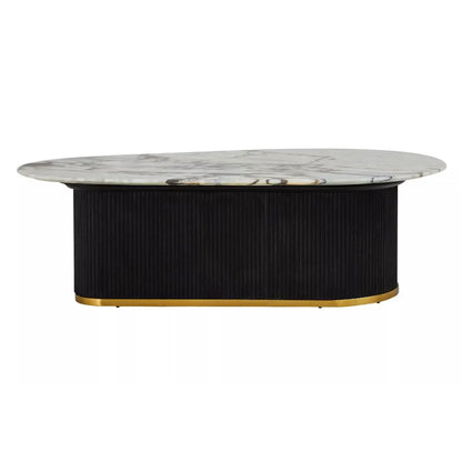 Doha Marble Coffee Table With Black Wooden Base